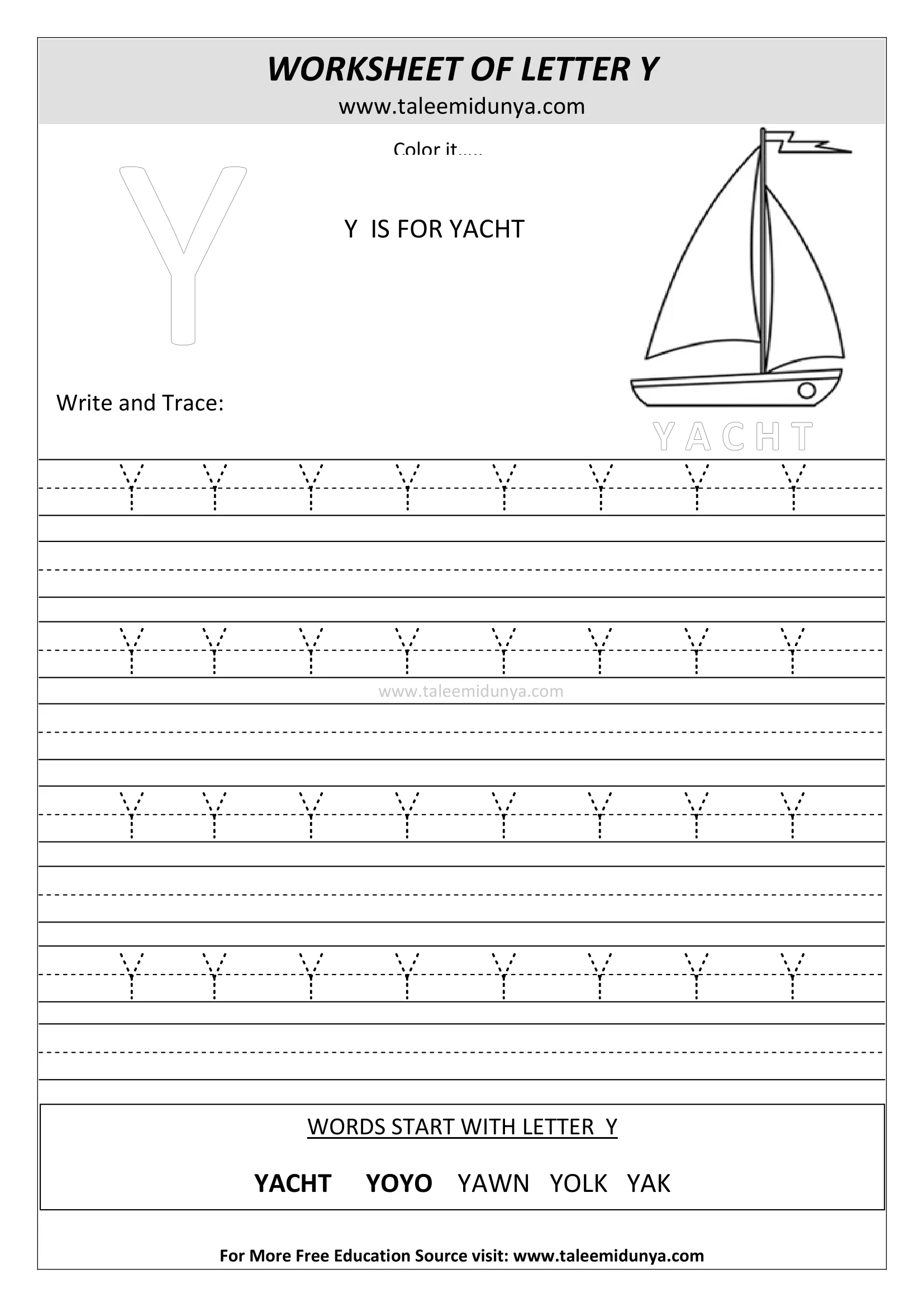 worksheet Y